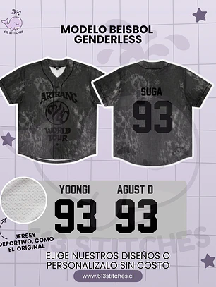 BTS Arirang Tour Jersey Beisbol Genderless - SUGA 