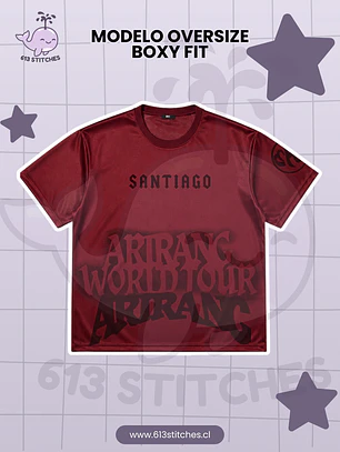 BTS Arirang Tour Jersey Oversize Boxy Fit - Diseño Santiago/Chile