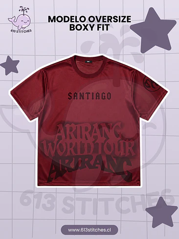 BTS Arirang Tour Jersey Oversize Boxy Fit - Diseño Santiago/Chile 2