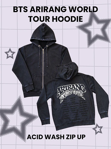 BTS ARIRANG WORLD TOUR Hoodie - Acid Wash con cierre - PRODUCTO NO OFICIAL 1