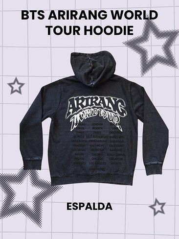 BTS ARIRANG WORLD TOUR Hoodie - Acid Wash con cierre - PRODUCTO NO OFICIAL 3