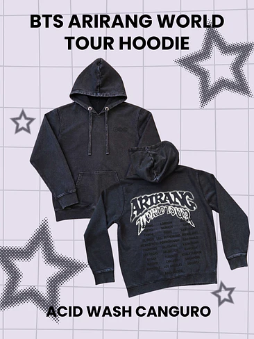 BTS ARIRANG WORLD TOUR Hoodie - Acid Wash canguro - PRODUCTO NO OFICIAL 1