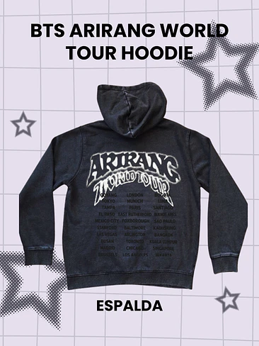 BTS ARIRANG WORLD TOUR Hoodie - Acid Wash canguro - PRODUCTO NO OFICIAL 3