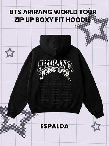 BTS ARIRANG WORLD TOUR Hoodie - BOXY FIT Con Cierre - PRODUCTO NO OFICIAL 3