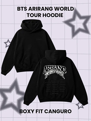BTS ARIRANG WORLD TOUR Hoodie - BOXY FIT Canguro - PRODUCTO NO OFICIAL