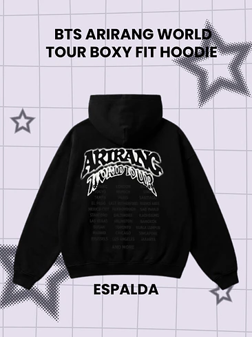 BTS ARIRANG WORLD TOUR Hoodie - BOXY FIT Canguro - PRODUCTO NO OFICIAL 3
