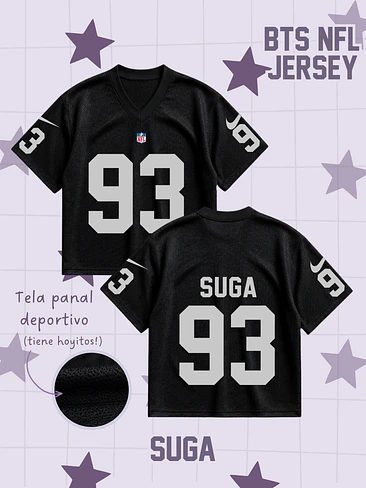 BTS Arirang Tour Jersey Oversize Boxy Fit - Diseño NFL - SUGA 1