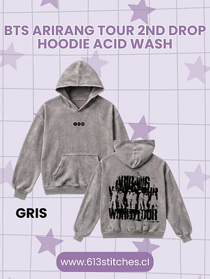 BTS Arirang Tour 2nd Drop Hoodie Acid Wash GRIS