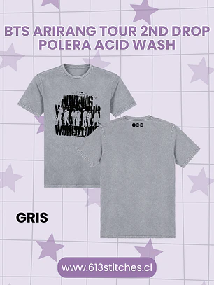 BTS Arirang Tour 2nd Drop Polera Acid Wash GRIS