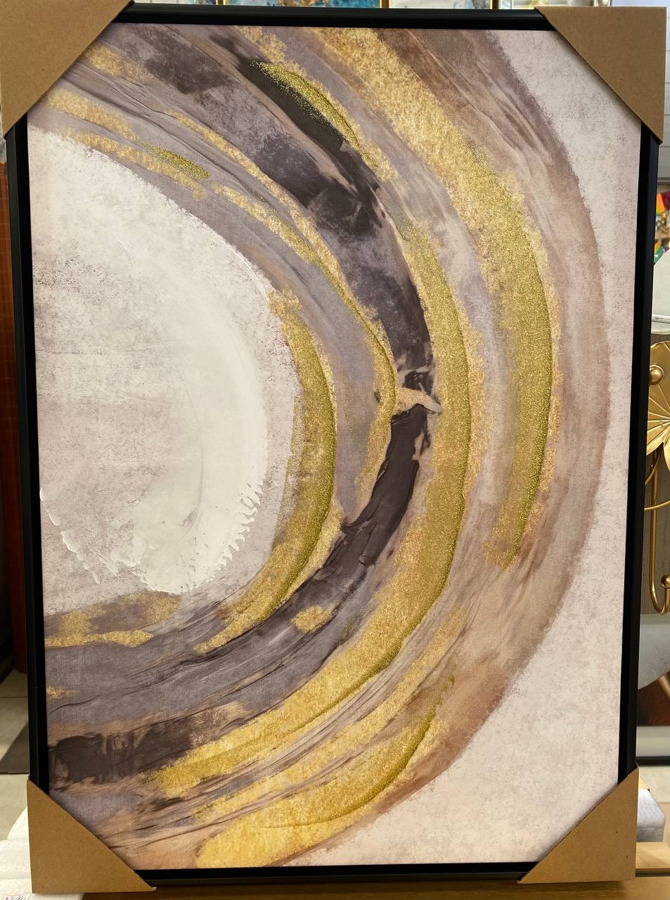 CUADRO TRIPTICO LINEAS DORADO C/MARCO 3