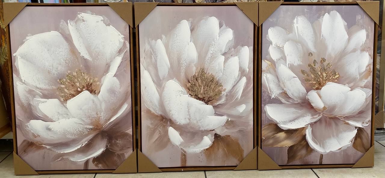 CUADROS TRIPTICOS  FLOR C/MARCO  3