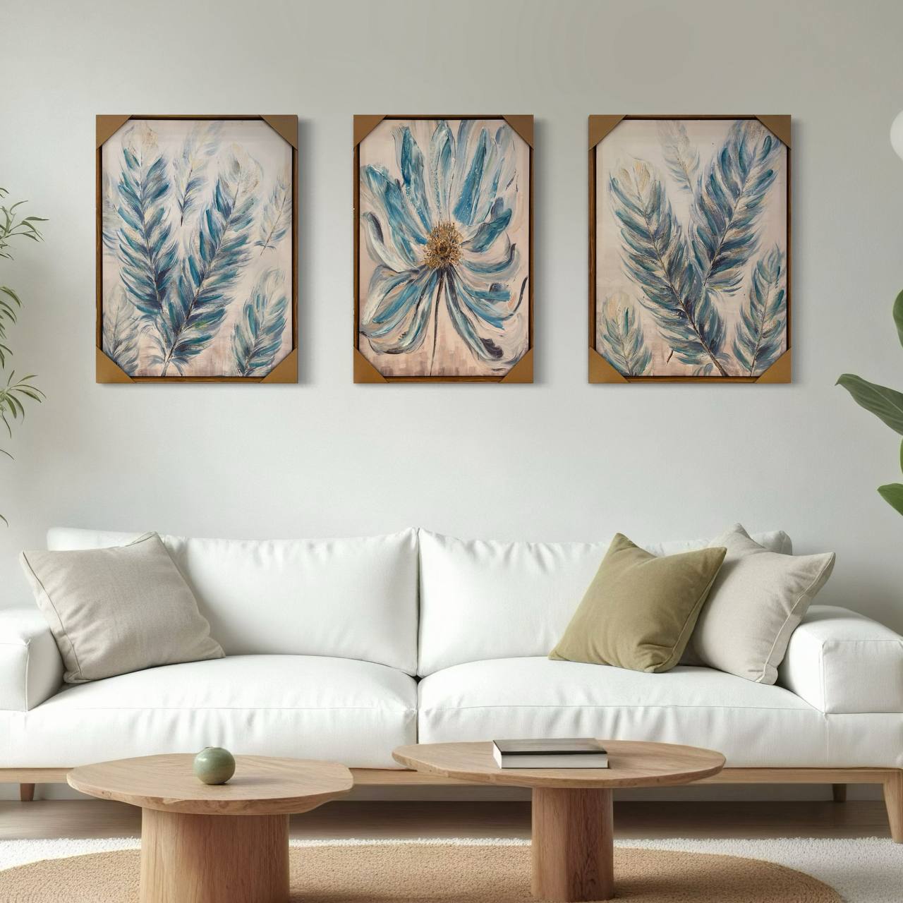 CUADROS TRIPTICOS  FLOR C/MARCO  9