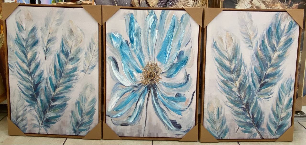 CUADROS TRIPTICOS  FLOR C/MARCO  13