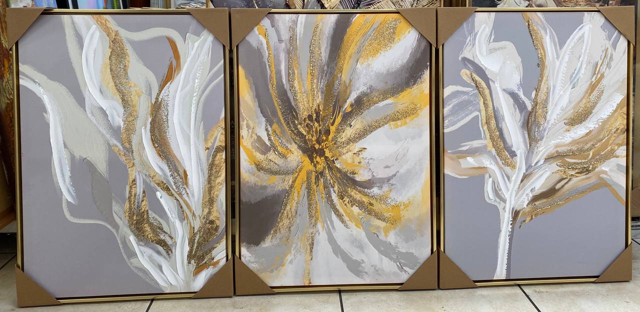 CUADROS TRIPTICOS  FLOR C/MARCO  17