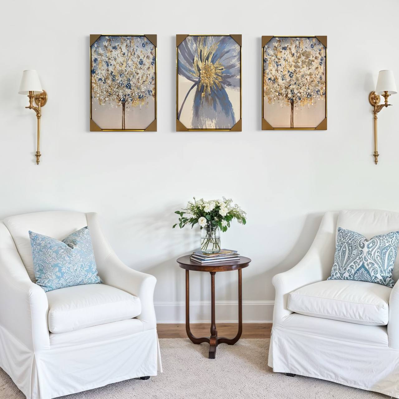 CUADROS TRIPTICOS  FLOR C/MARCO  24