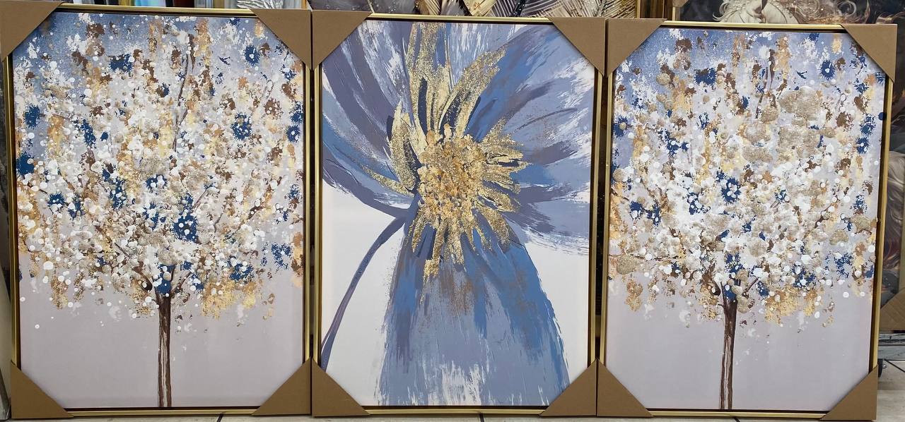 CUADROS TRIPTICOS  FLOR C/MARCO  25