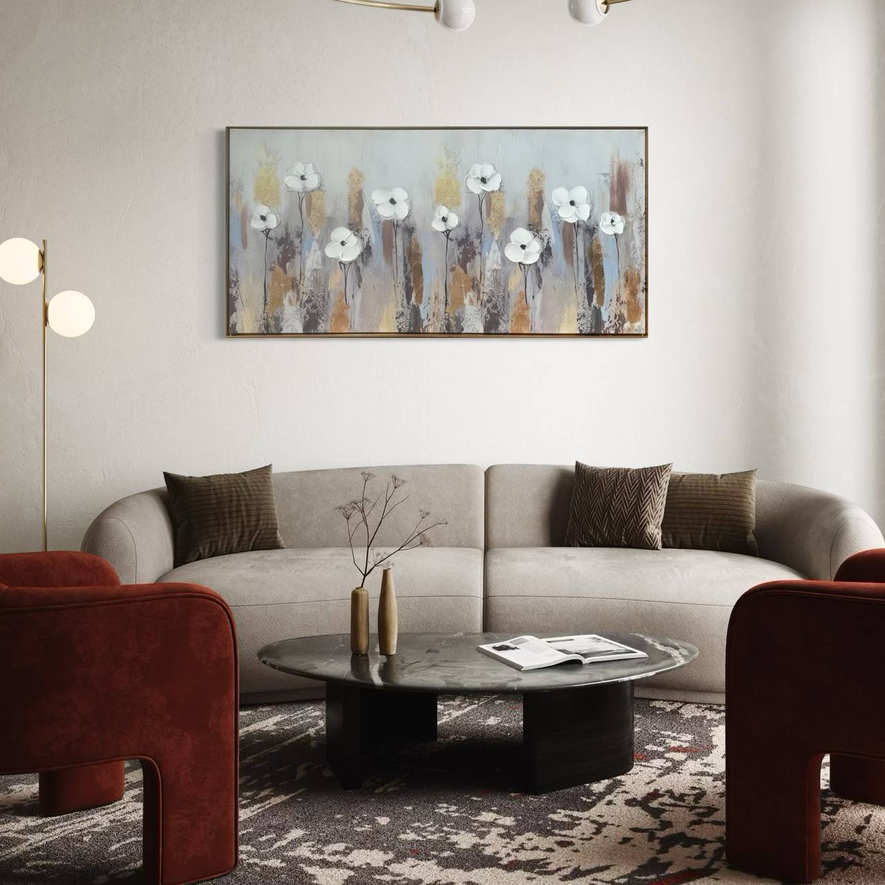 CUADRO FLORES DORADAS 1