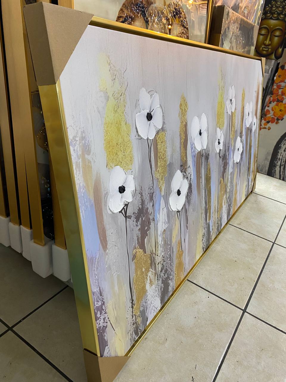 CUADRO FLORES DORADAS 2