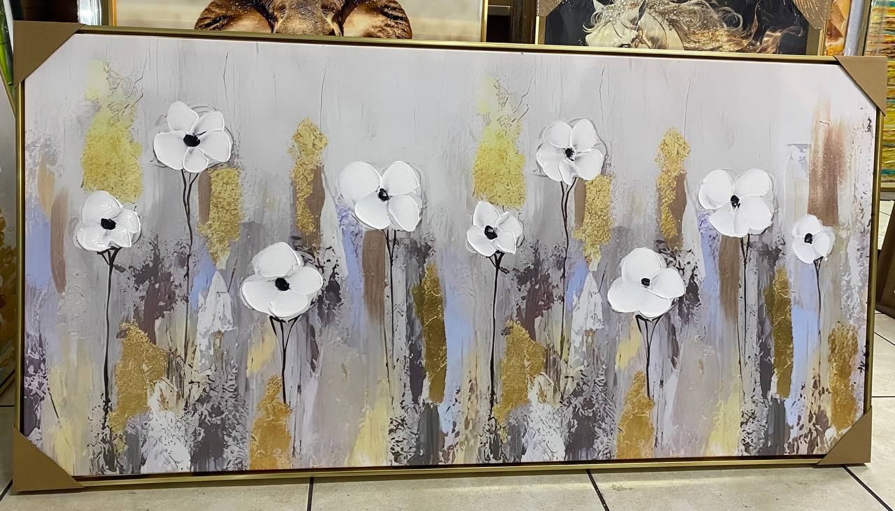 CUADRO FLORES DORADAS 4