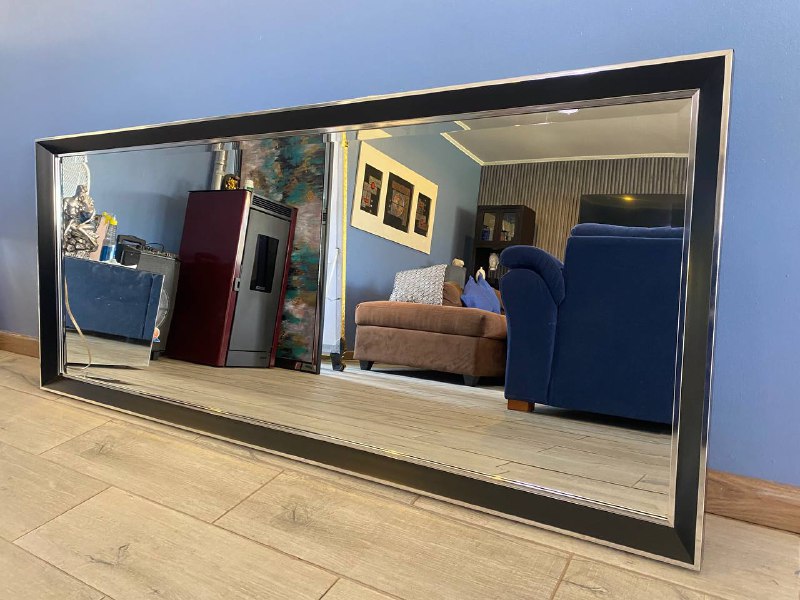 ESPEJO GRANDE NEGRO BORDE PLATA  1