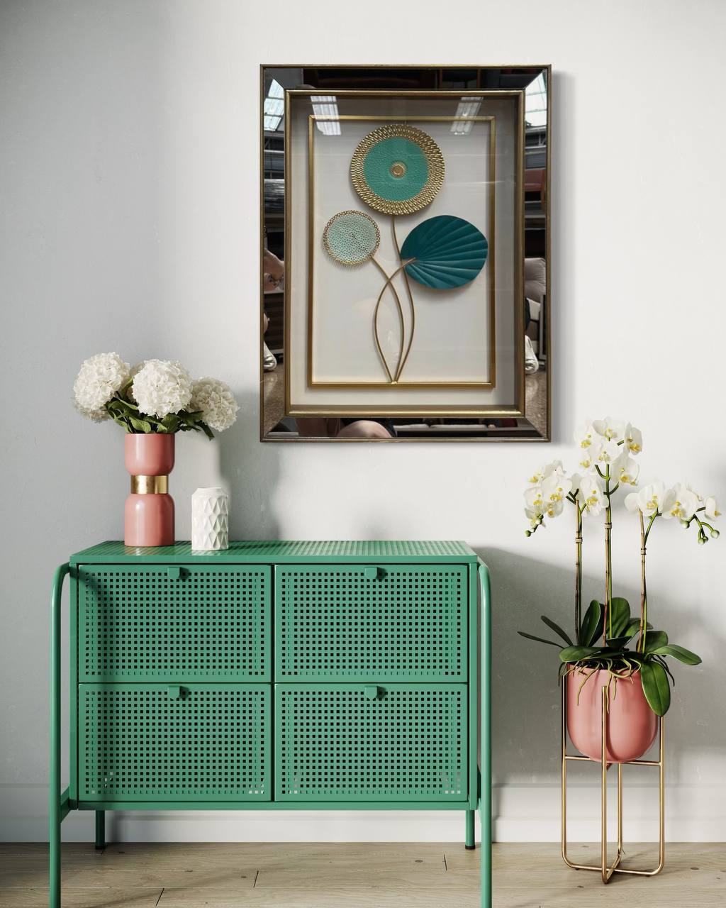 CUADROS ESPEJADO  VIDRIO MODELO FLORES 3