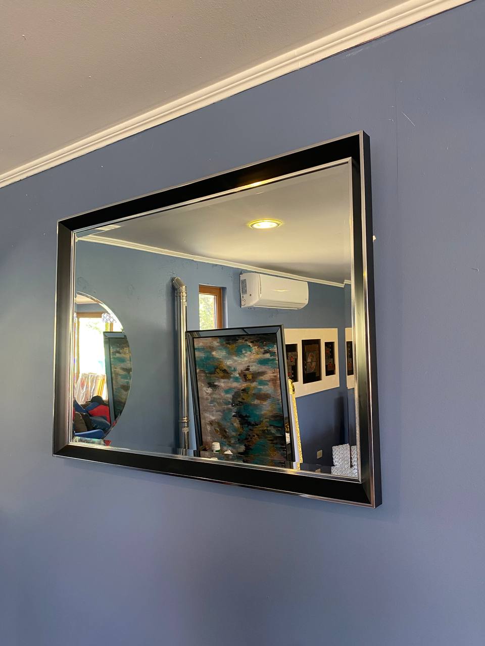 ESPEJO NEGRO BORDE PLATA 100X80 CMS  2