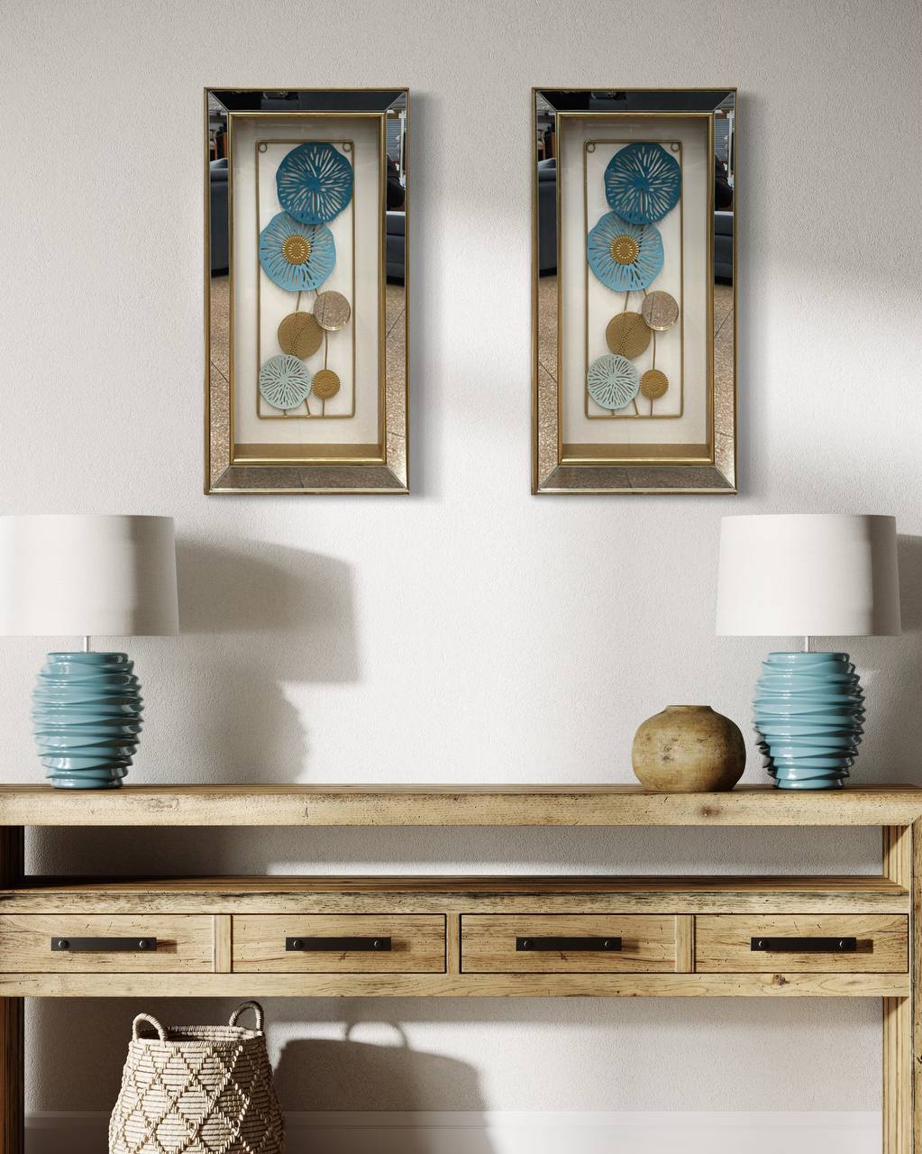 SET CUADROS ESPEJADOS FLORES  1