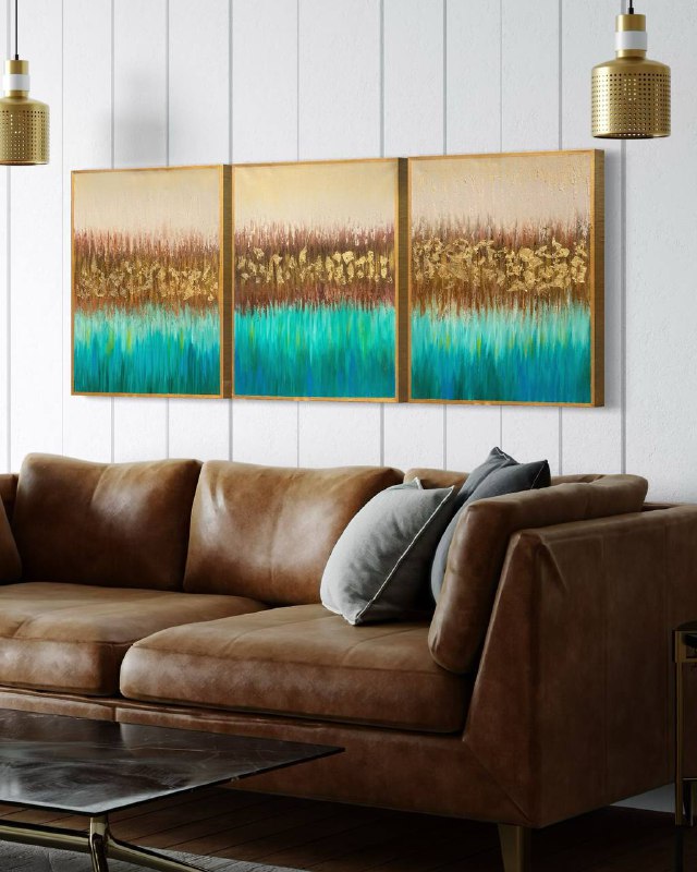 CUADRO TRIPTICO DORADO TURQUEZA  1