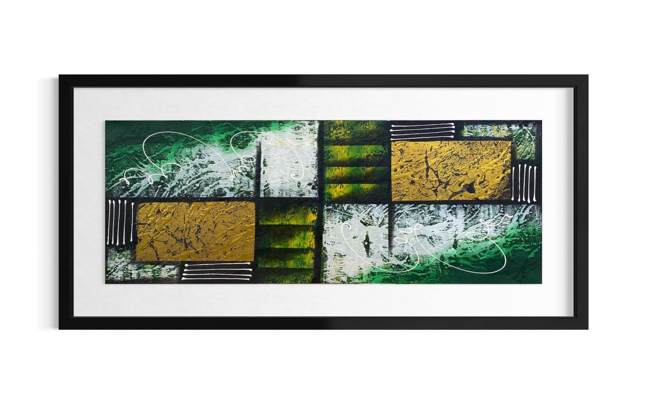 Cuadro Geometría Verde y Oro 2