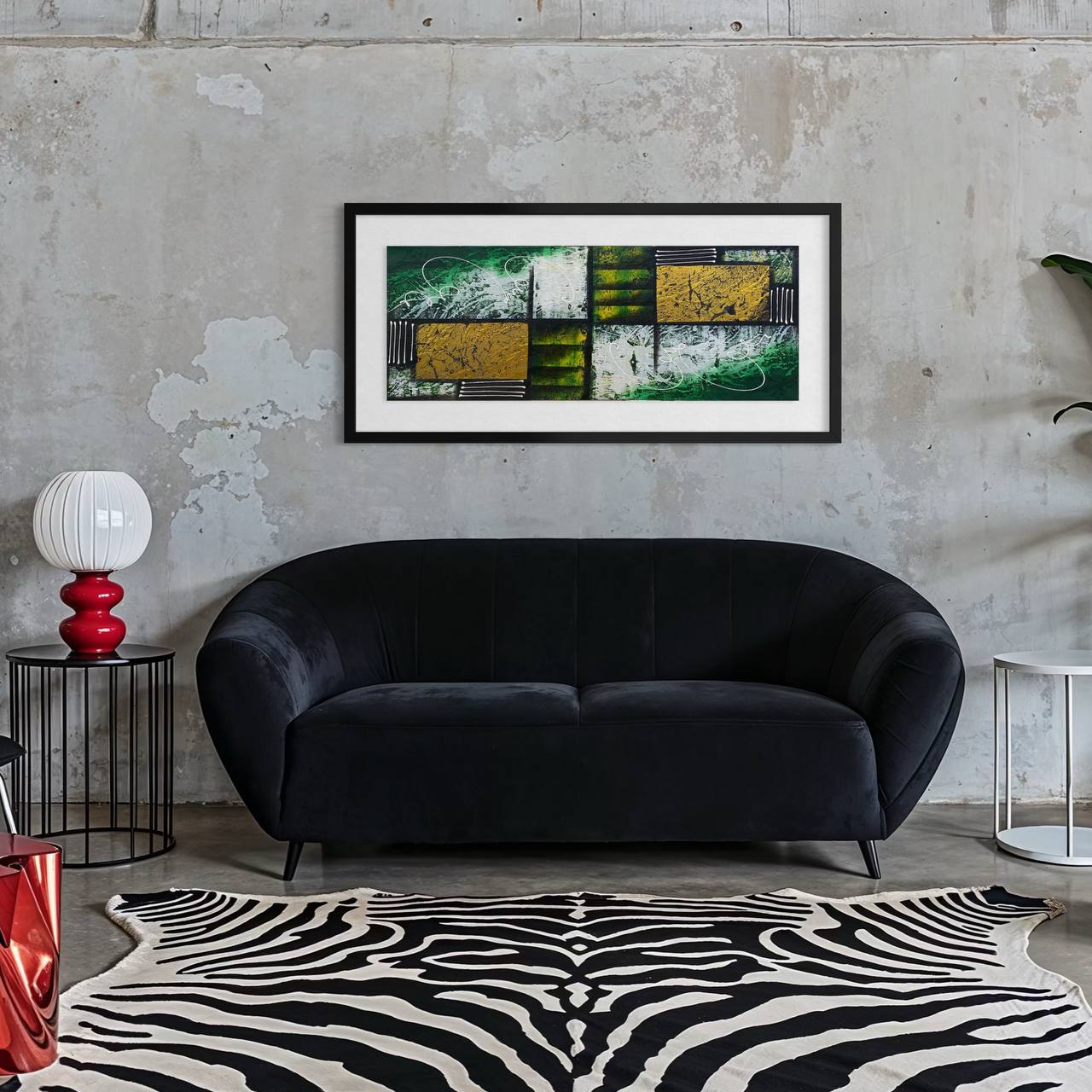 Cuadro Geometría Verde y Oro 1