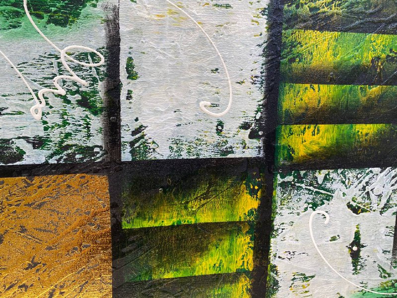 Cuadro Geometría Verde y Oro 3