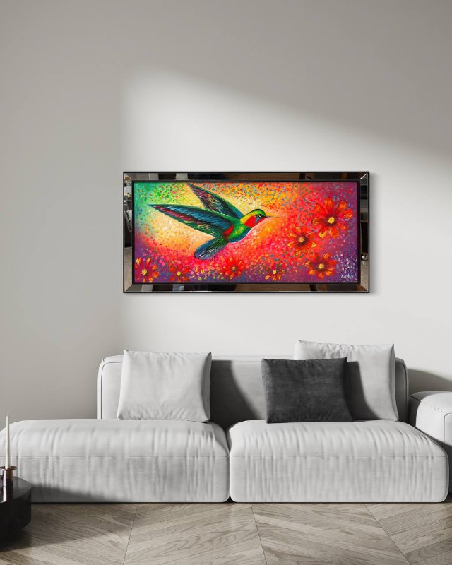 Vuelo de Color: Colibrí y Flores Radiantes 1