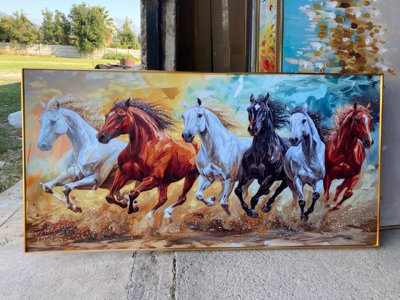 Cuadro Porcelana Caballos Corriendo  2