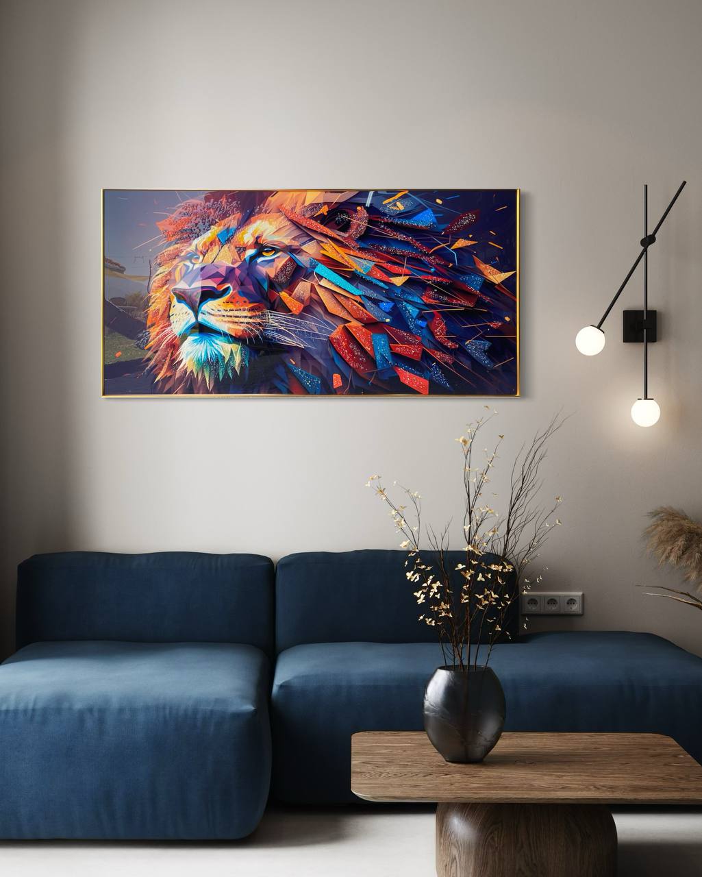 Cuadro Cara Leon Colores  1