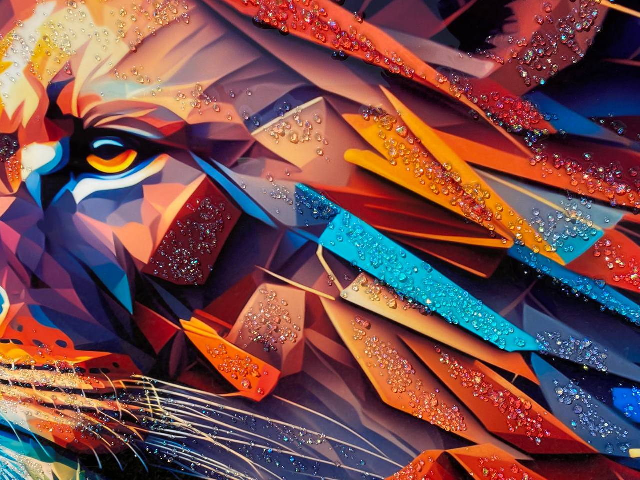 Cuadro Cara Leon Colores  3