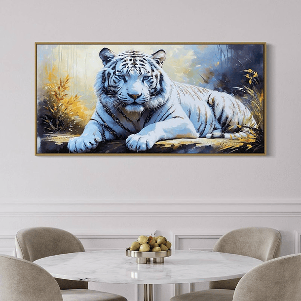 Cuadro Porcelana Tigre Blanco 
