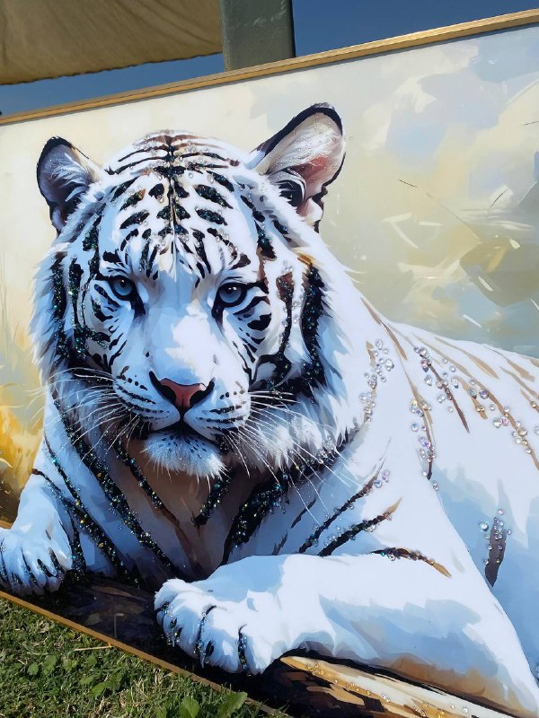 Cuadro Porcelana Tigre Blanco  2