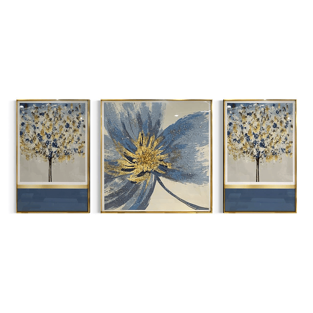 Cuadro Tríptico Porcelana Arbol 