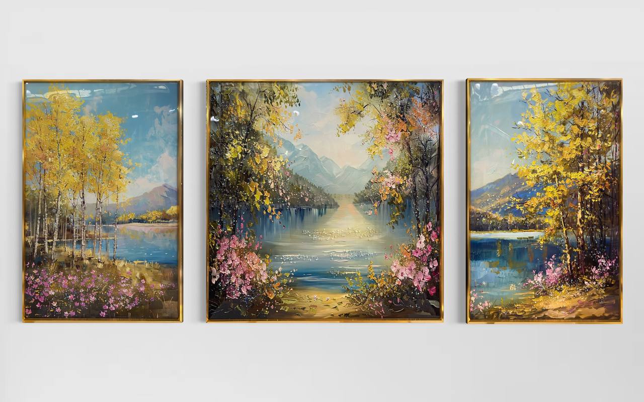 Cuadro Tríptico Jardin Primavera  2