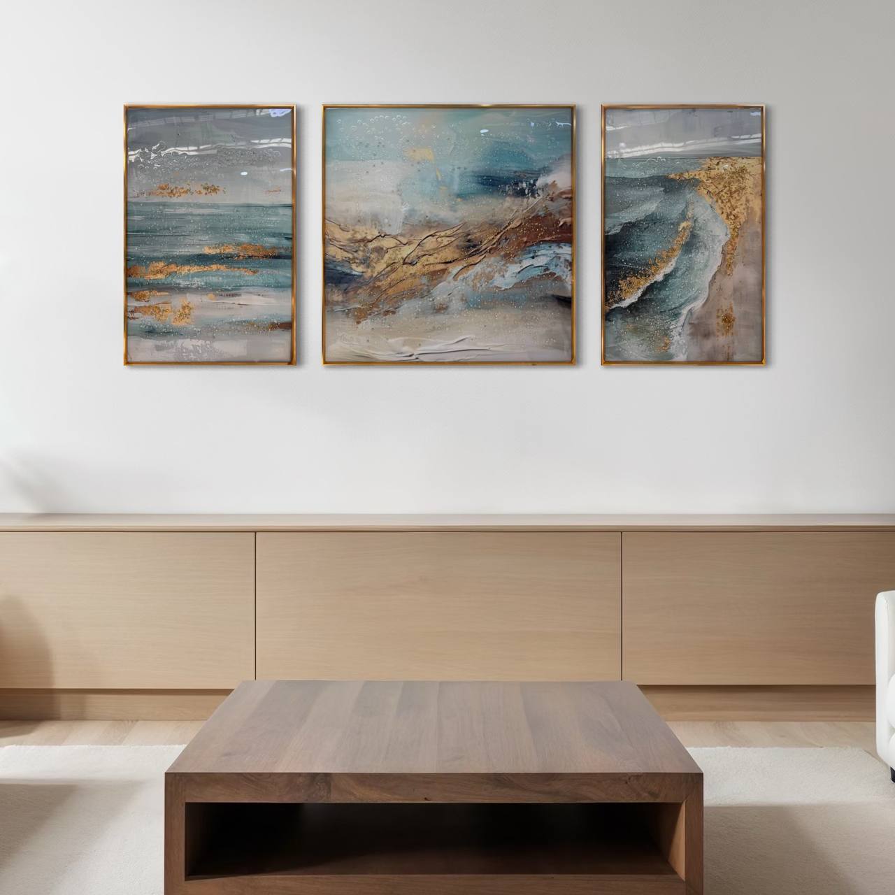 Cuadro Triptico Olas Abstractas  1