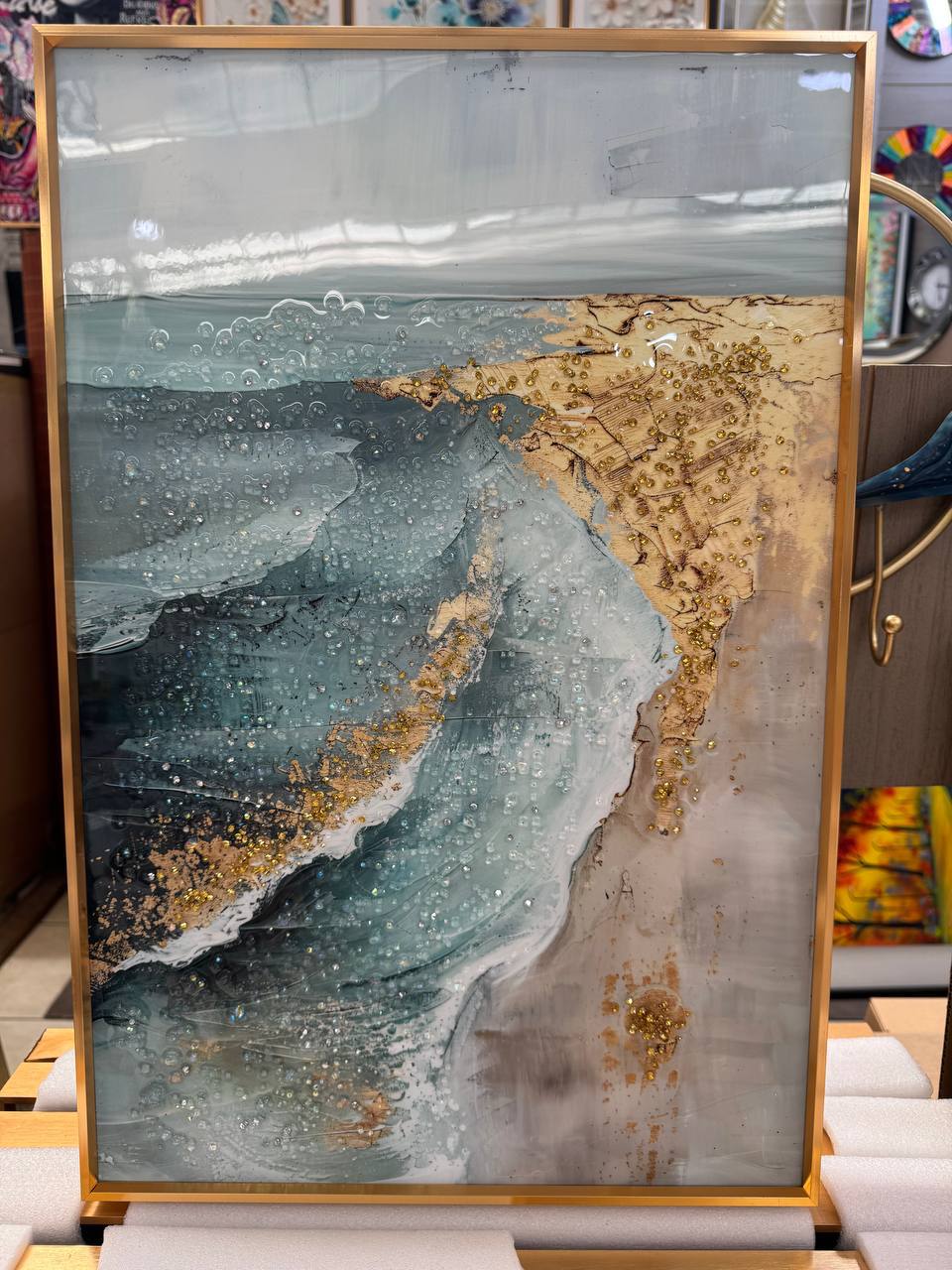 Cuadro Triptico Olas Abstractas  4