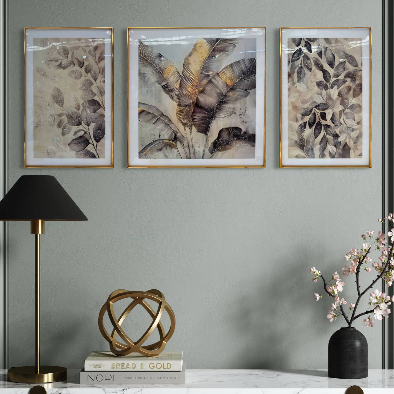 Cuadro Tríptico Hojas  1