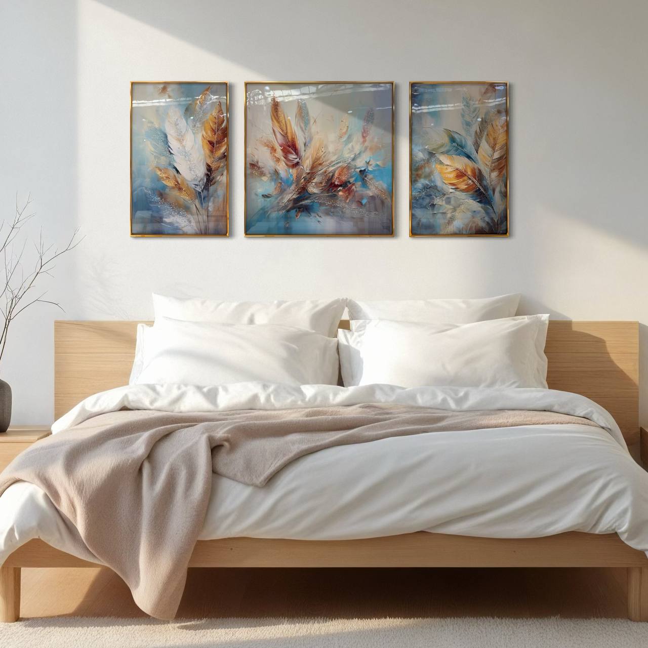 Cuadro Triptico Plumas  1