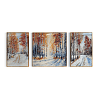 Cuadro Tríptico Bosque Nevado  2