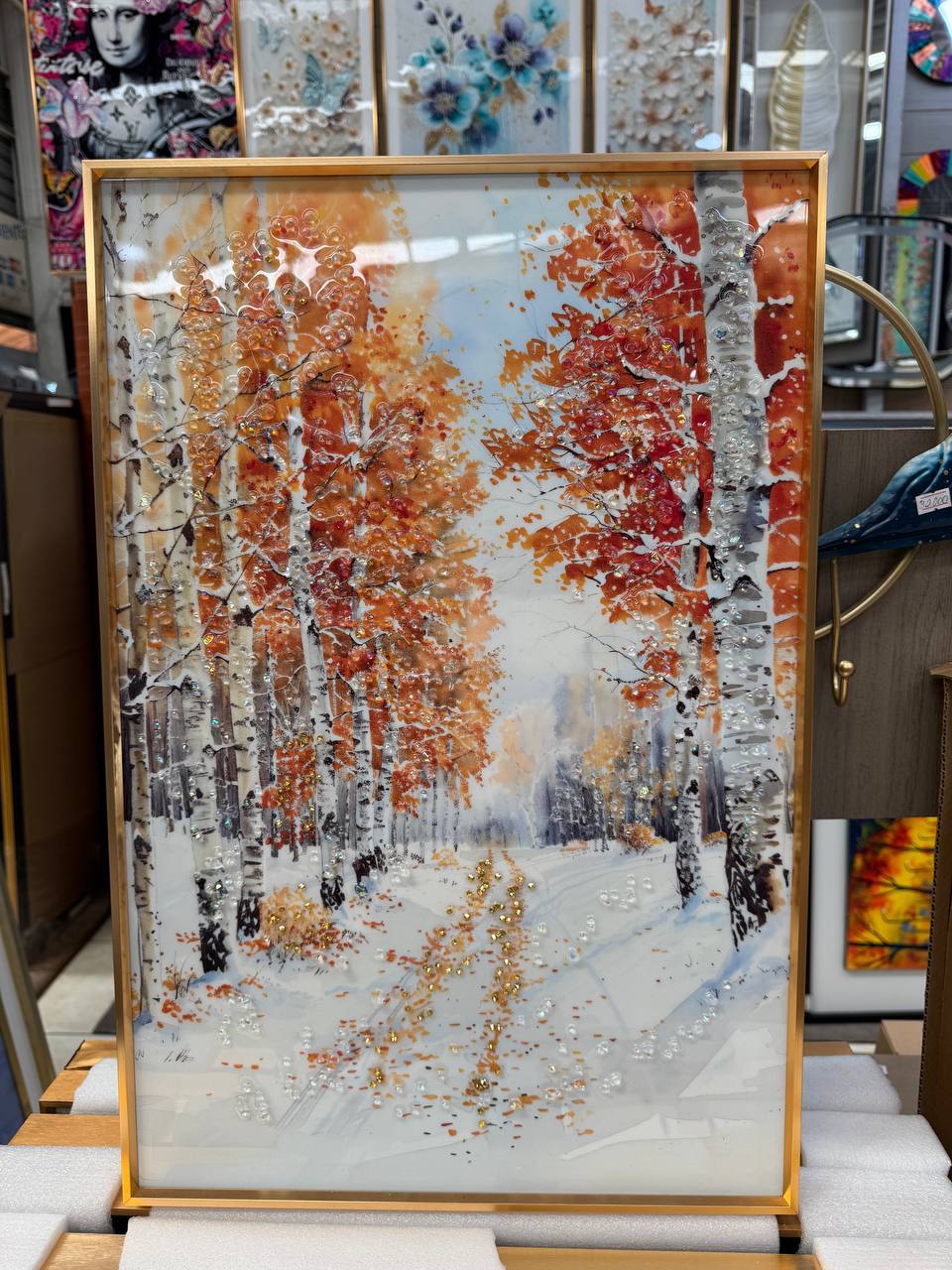 Cuadro Tríptico Bosque Nevado  3