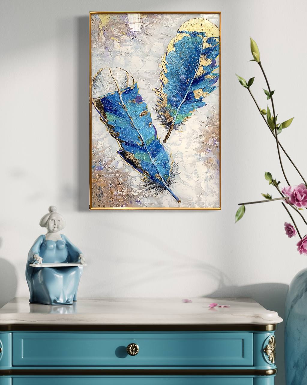 Cuadro Porcelana 2 Plumas  1