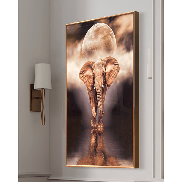 Cuadro Porcelana Elefantes Luna 