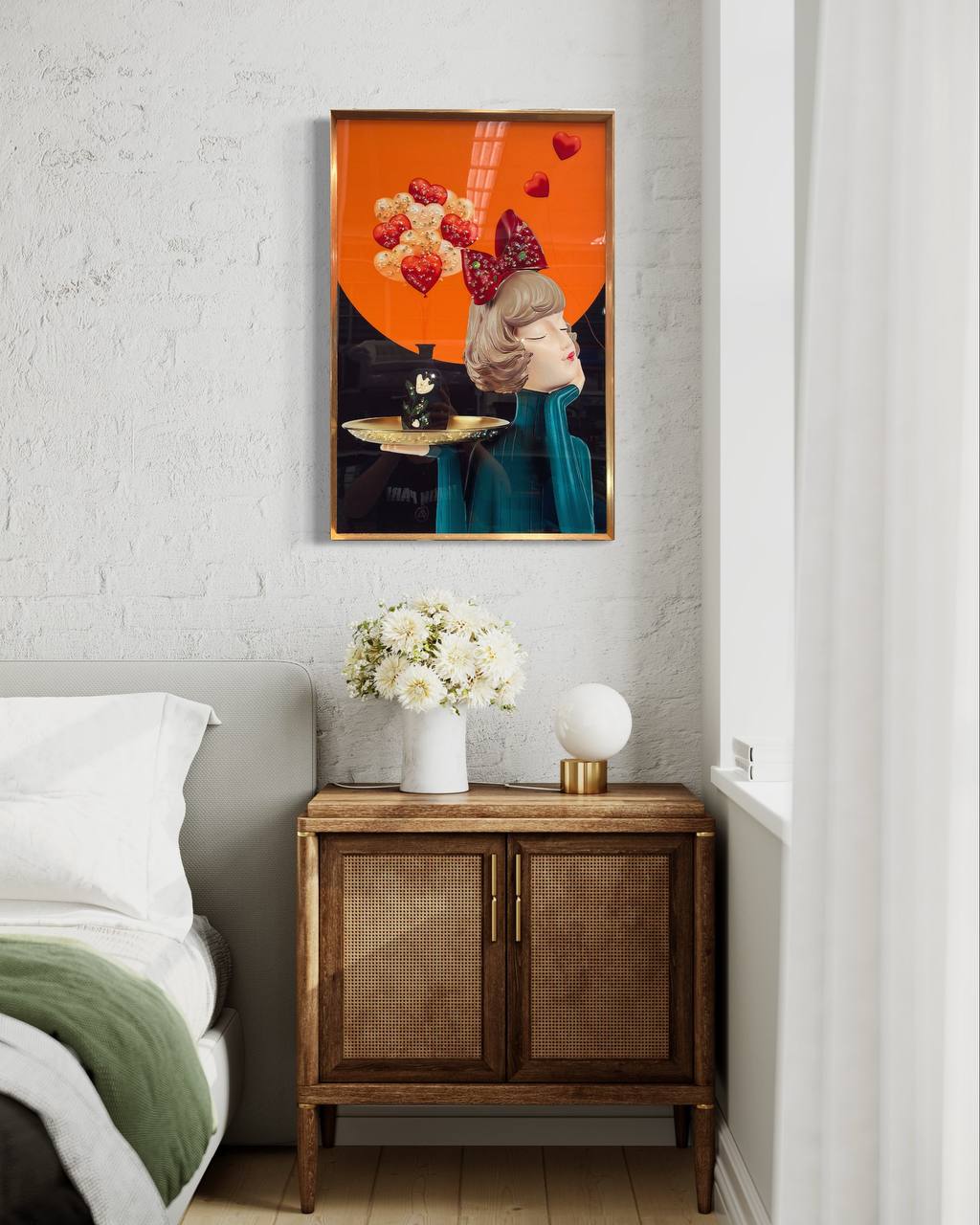 Cuadro Porcelana Niña Globos 