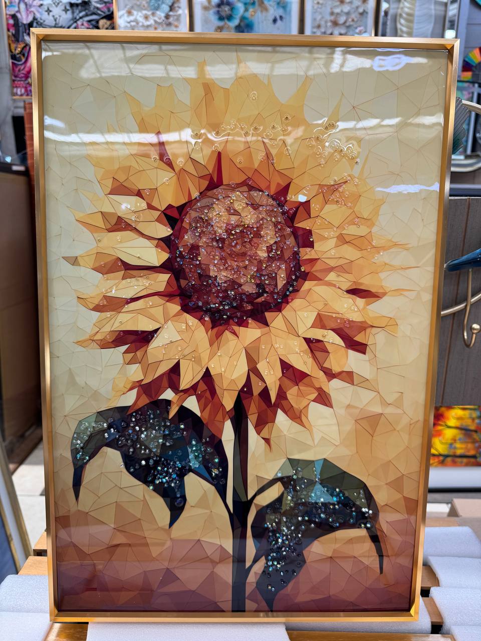 Cuadro Tríptico Porcelana Girasoles  3