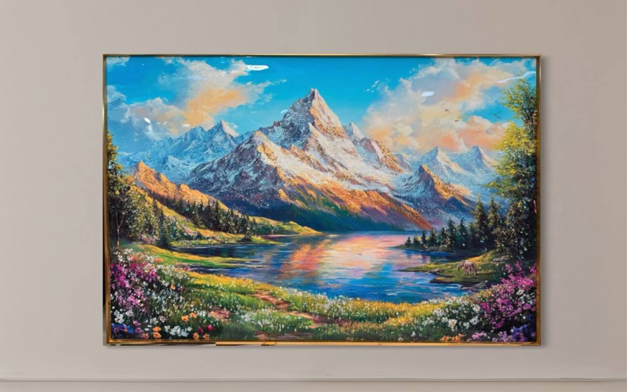 Cuadro Porcelana Montaña Lago  2